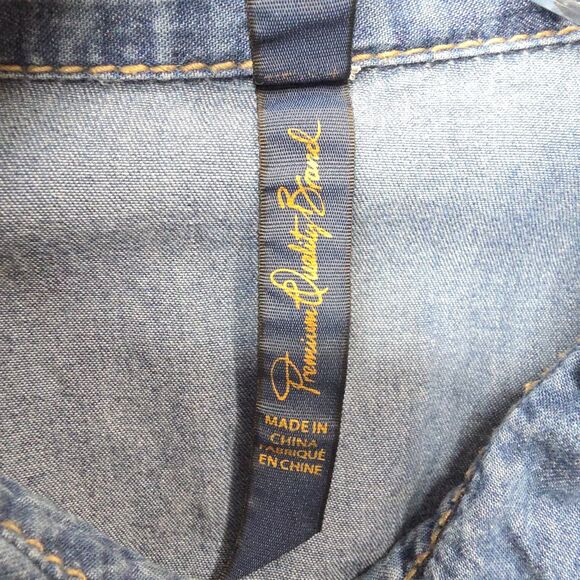 Seven for All Mankind Womens Denim Shirt Embellished Long Slv Snap Front 22/24 - Picture 12 of 15